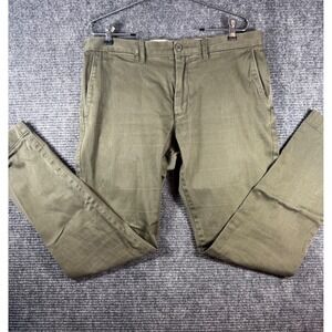 J Crew Stretch Chino Slim Pants Khaki Mens W33 L32 Flat Front Casual Everyday‎